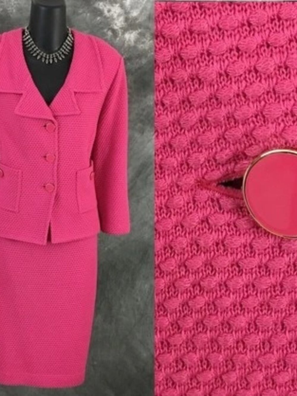 BEAUTIFUL St John knit pink jacket skirt suit size 12